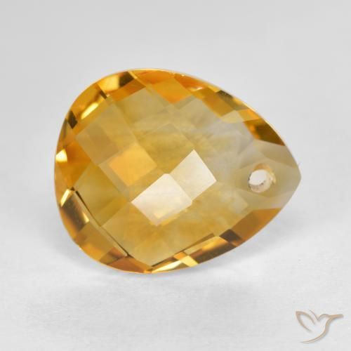 Citrine Orange doré profond naturelle En forme de poire, 3.56 ct, VVS-VS