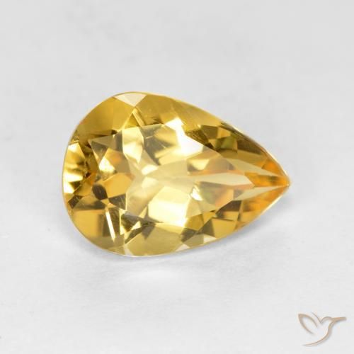Citrine Orange Doré naturelle En forme de poire, 1.62 ct, VVS-VS