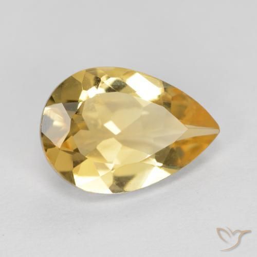 Citrine Doré moyen naturelle En forme de poire, 1.63 ct, VVS-VS