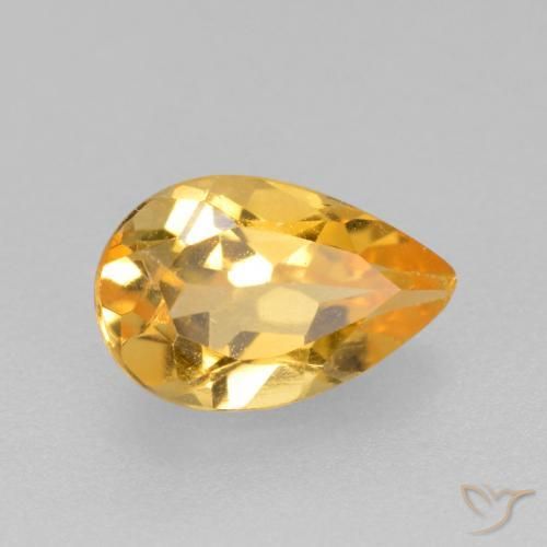 Citrine Doré moyen-foncé naturelle En forme de poire, 0.77 ct, VS