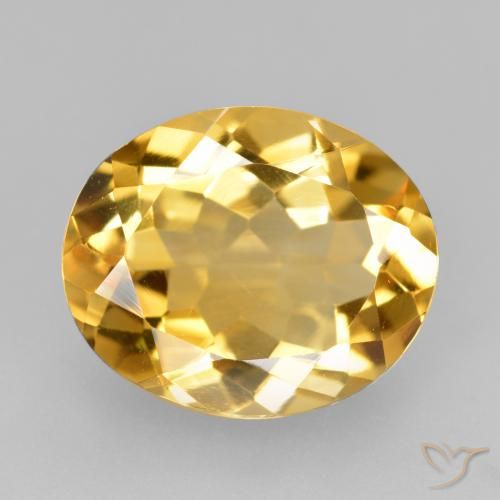 Citrine Doré moyen-foncé naturelle ovale, 4.10 ct, VVS