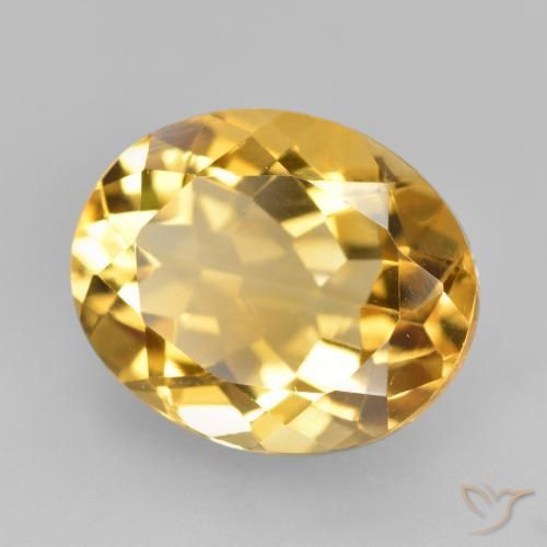 Citrine Doré moyen-foncé naturelle ovale, 4.10 ct, VVS