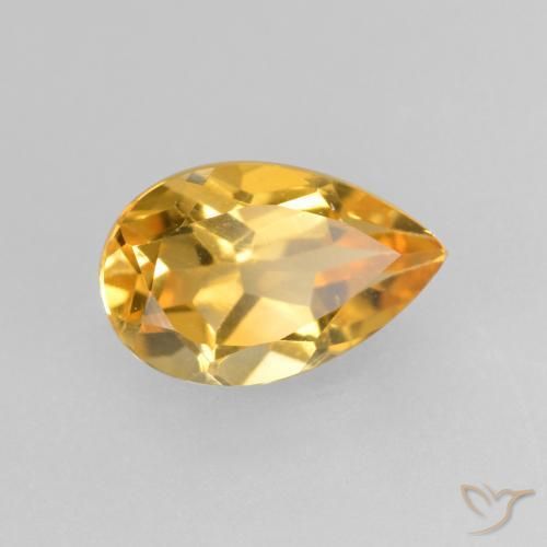 Citrine Doré foncé naturelle En forme de poire, 0.87 ct, VS