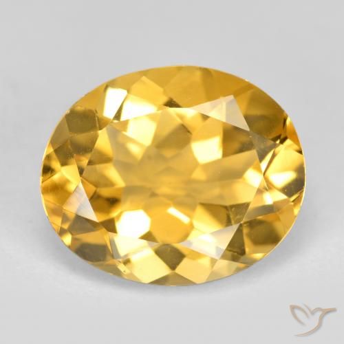 Citrine doré naturelle coupe ovale, 3,97 ct, VS
