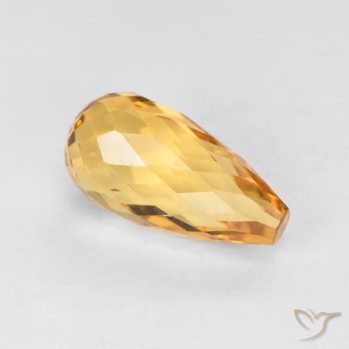 Citrine Orange-or naturelle Briolette, 2.99 ct, VVS-VS