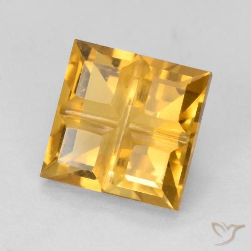 Citrine Doré foncé naturelle Carré, 1.67 ct, VS