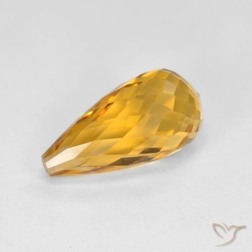 Citrine Orange-or naturelle Briolette, 4.40 ct, VVS-VS