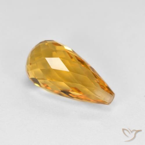 Citrine Orange-or naturelle Briolette, 4.40 ct, VVS-VS