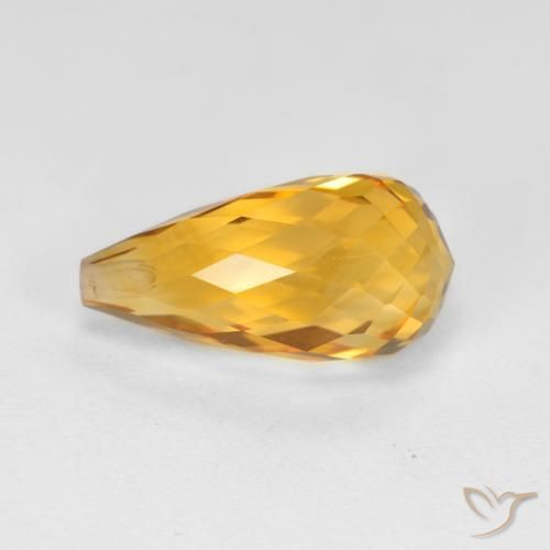 Citrine Orange-or naturelle Briolette, 4.40 ct, VVS-VS
