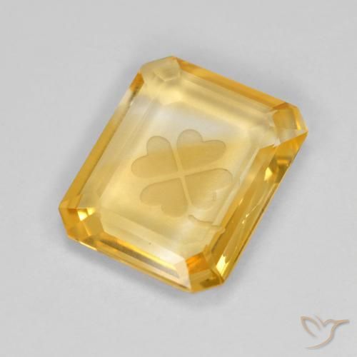 Citrine Doré vif naturelle Octogone / coupe Émeraude, 3.20 ct, Transparent