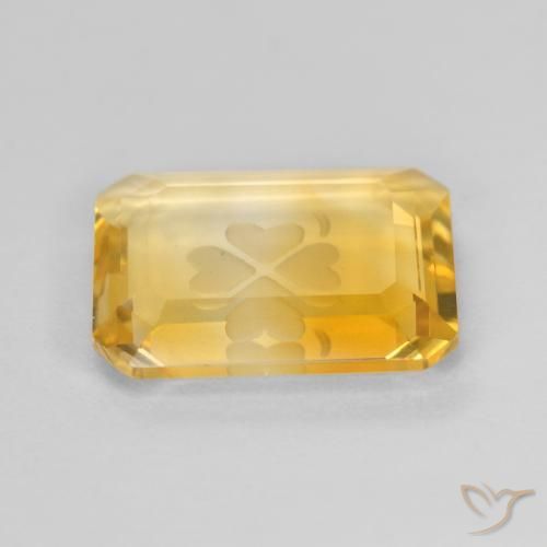 Citrine Or moyen naturelle Octogone / coupe Émeraude, 3.22 ct, Transparent