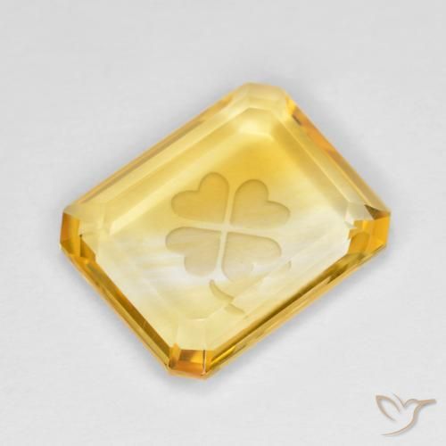 Citrine Doré moyen naturelle Octogone / coupe Émeraude, 3.45 ct, Transparent