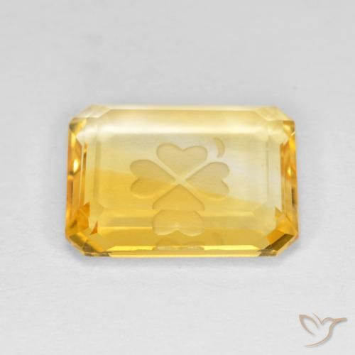 Citrine Doré moyen naturelle Octogone / coupe Émeraude, 3.45 ct, Transparent