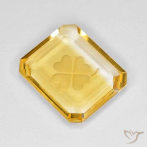 Citrine Or moyen naturelle Octogone / coupe Émeraude, 3.31 ct, Transparent