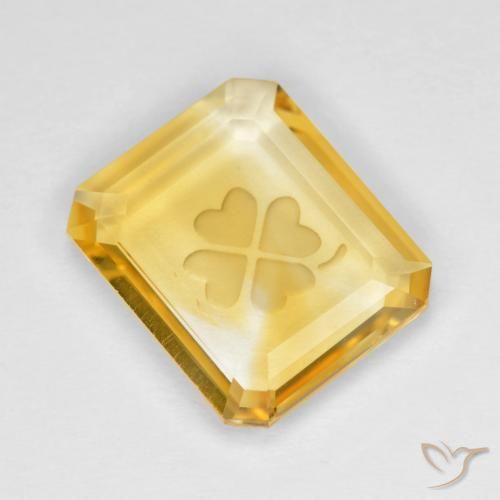3.51ct Naturel Doré moyen Citrine, Taille émeraude, Transparent