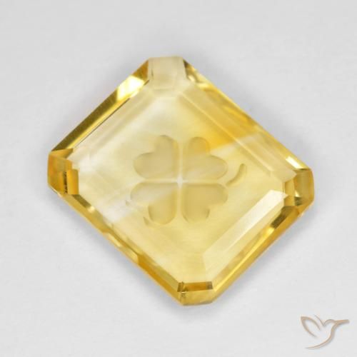3.39ct Naturel Doré Citrine, Taille émeraude, Transparent