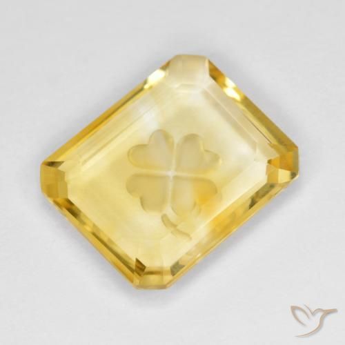 Citrine Doré naturelle Octogone / coupe Émeraude, 3.39 ct, Transparent