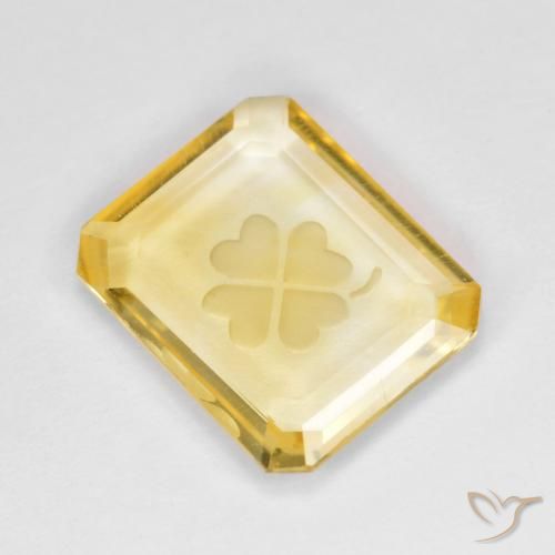 Citrine Doré naturelle Octogone / coupe Émeraude, 3.09 ct, Transparent