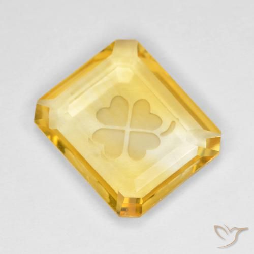 Citrine Or naturelle Octogone / coupe Émeraude, 3.23 ct, Transparent