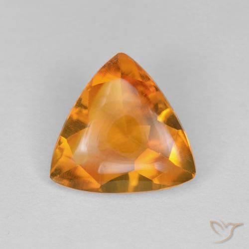 1.23ct Naturel Abricot orange Citrine, Trillion, Transparent