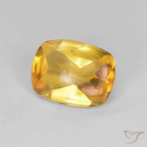 1.26ct Naturel Doré foncé Citrine, Coussin, Transparent