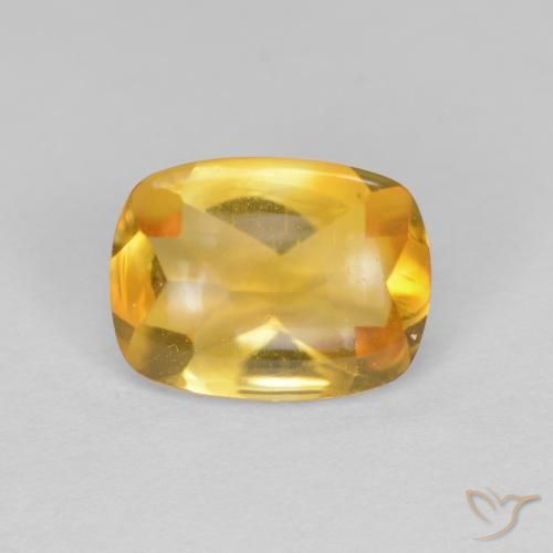 Citrine Doré foncé naturelle Coussin, 1.26 ct, Transparent