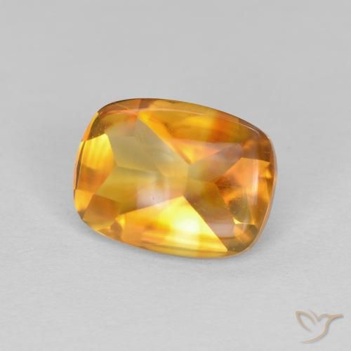 Citrine Orange-or naturelle Coussin, 1.33 ct, Transparent