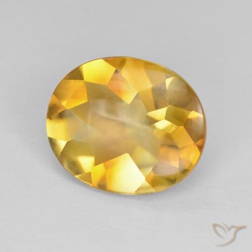 Citrine Orange doré profond naturelle ovale, 3.81 ct, Transparent