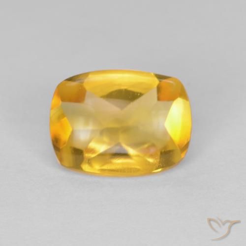 1.25ct Naturel Doré moyen Citrine, Coussin, Transparent