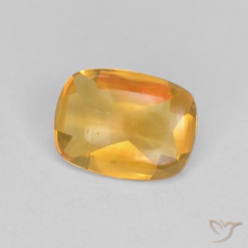 Citrine Orange doré profond naturelle Coussin, 1.15 ct, Transparent
