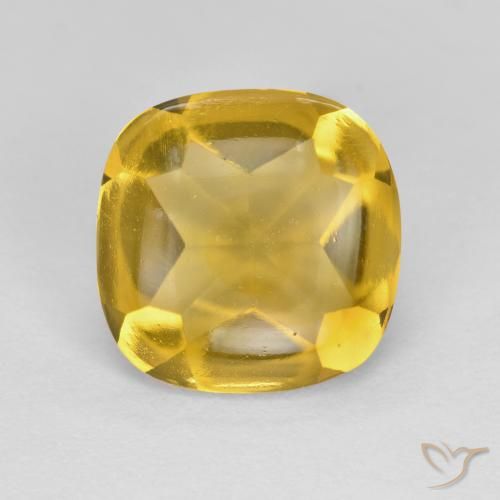 Citrine Doré naturelle Coussin, 3.40 ct, Transparent