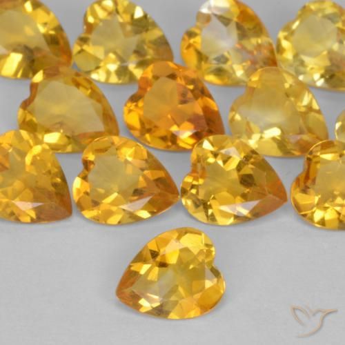 Citrine Orange doré profond naturelle Cœur, 0.44 ct, VS