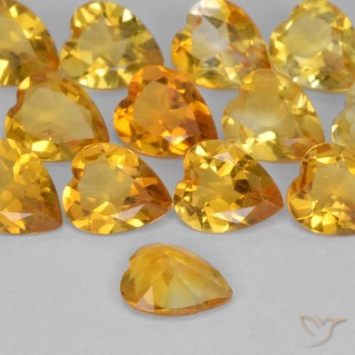 Citrine Orange doré profond naturelle Cœur, 0.44 ct, VS