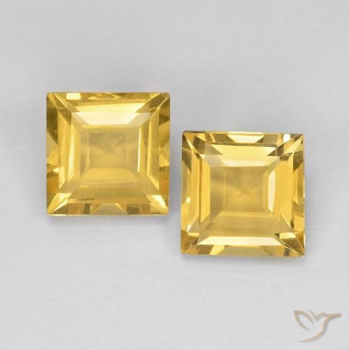2.11ctw Naturel Doré Citrine, Carré, VVS-VS