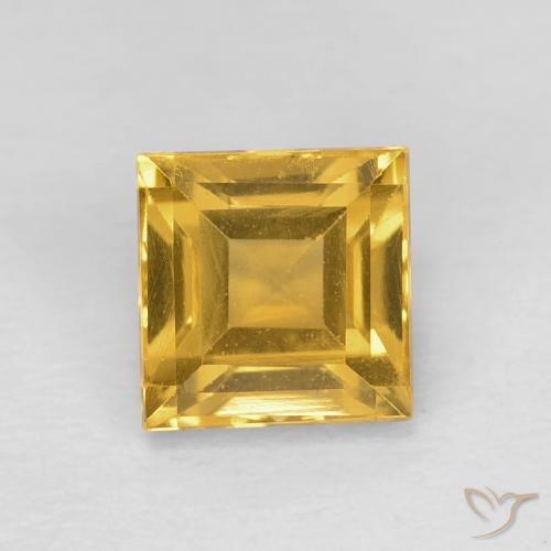 Citrine Doré profond naturelle Carré, 1.24 ct, VVS-VS