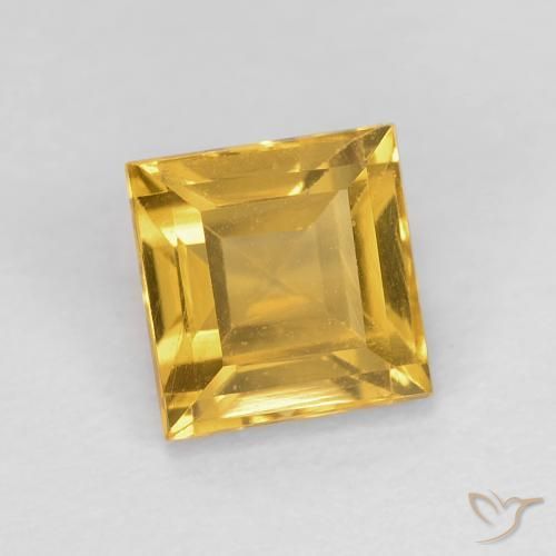 Citrine Doré profond naturelle Carré, 1.24 ct, VVS-VS