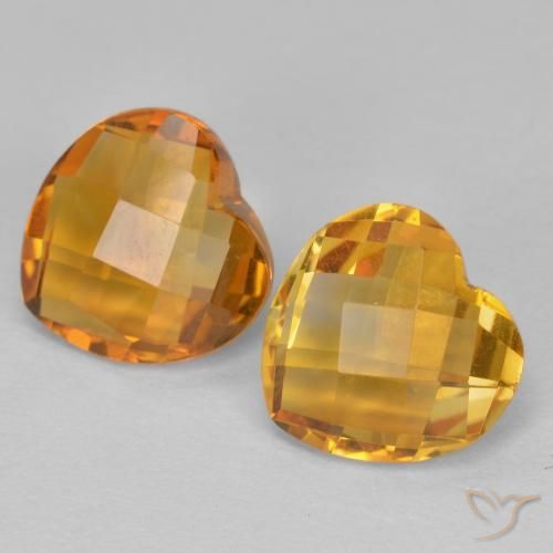 3.25ctw Naturel Orange-or Citrine, Cœur, VVS