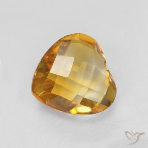 Citrine Orange doré profond naturelle Cœur, 1.65 ct, VVS