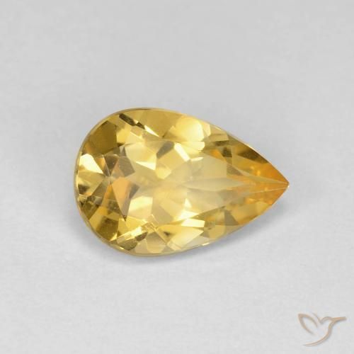 Citrine Doré moyen naturelle En forme de poire, 1.64 ct, VVS
