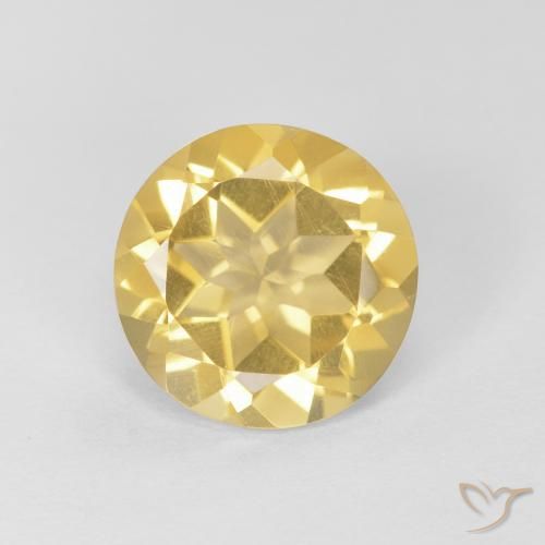 Citrine jaune naturelle coupe roude, 1,58 ct, VVS