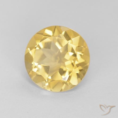 Citrine jaune naturelle coupe roude, 1,58 ct, VVS