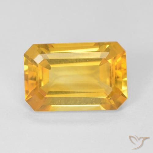 3.91ct Naturel Doré Citrine, Taille émeraude, VVS