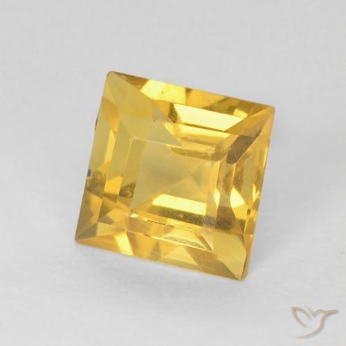 Citrine Doré moyen naturelle Carré, 0.90 ct, VS