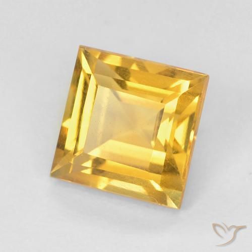 Citrine Doré vif naturelle Carré, 1.06 ct, VS
