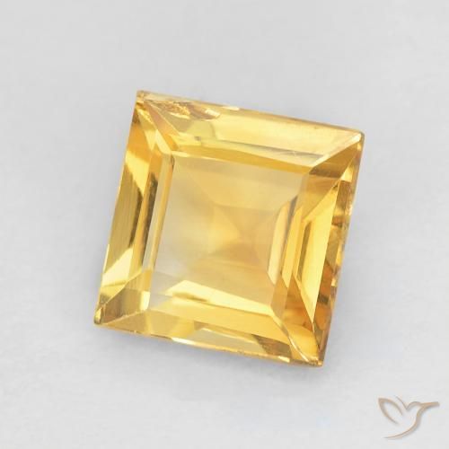Citrine Doré vif naturelle Carré, 0.93 ct, VVS
