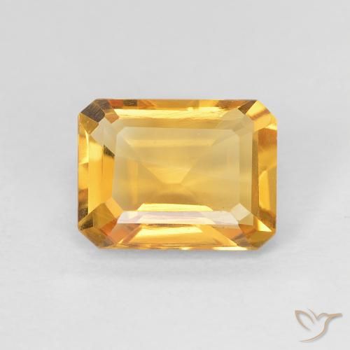 1.36ct Naturel Medium Light-Golden Citrine, Taille émeraude, VVS