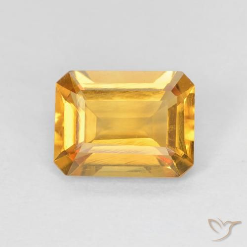 1.33ct Naturel Orange Doré Citrine, Taille émeraude, VVS