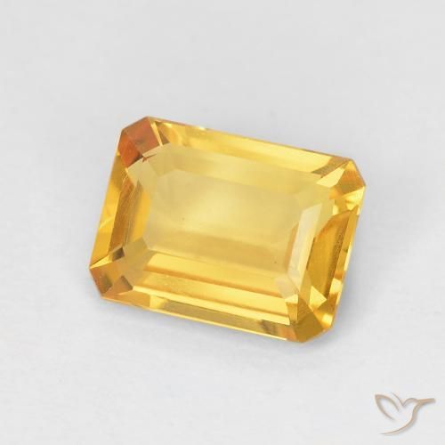 Citrine Doré vif naturelle Octogone / coupe Émeraude, 1.24 ct, VVS