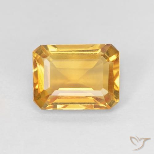 1.37ct Naturel Orange Doré Citrine, Taille émeraude, VVS