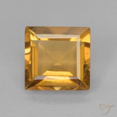 Citrine Orange doré profond naturelle Carré, 0.90 ct, VVS-VS